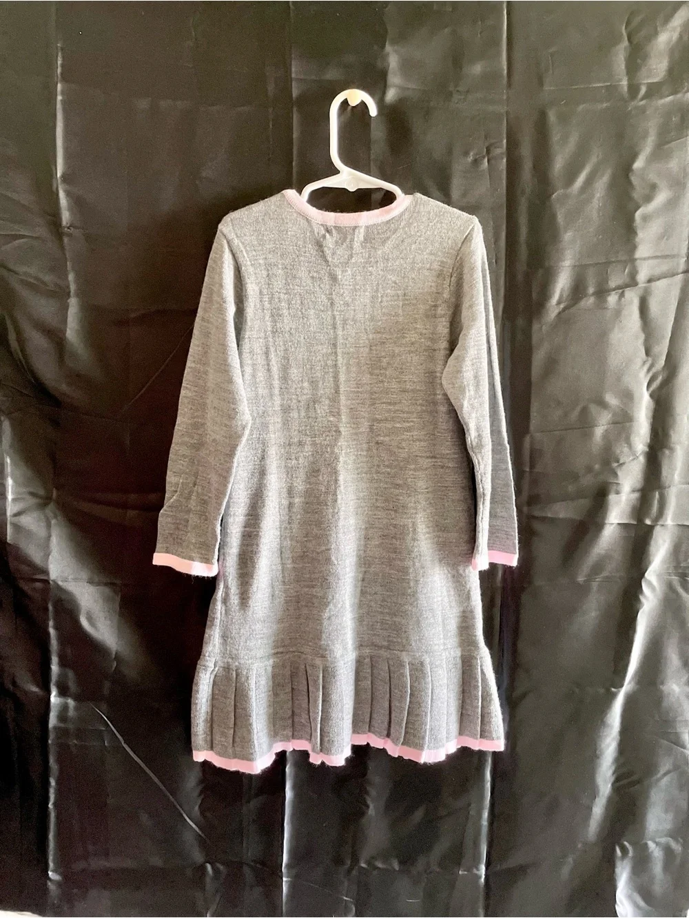 Florence Eiseman Gray Knit Dress with Pink Trim